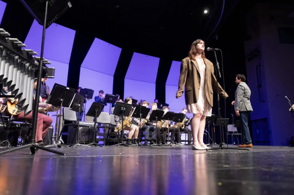 SOMETHING JAZZY • Junior (now senior) Silla Prown performs with the Jazz Band during Jazz Night on
April 4, 2024 in the Strath Haven High School Auditorium.